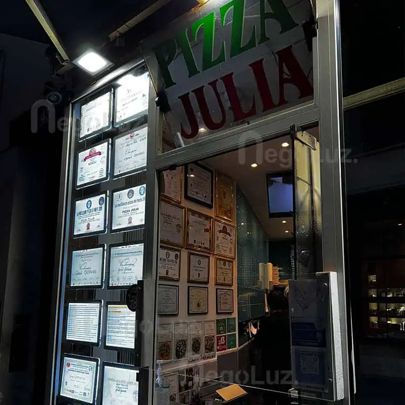illuminated pizza menu